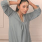 Shahina: Dior Silk Lace Co-Ord Set Blue