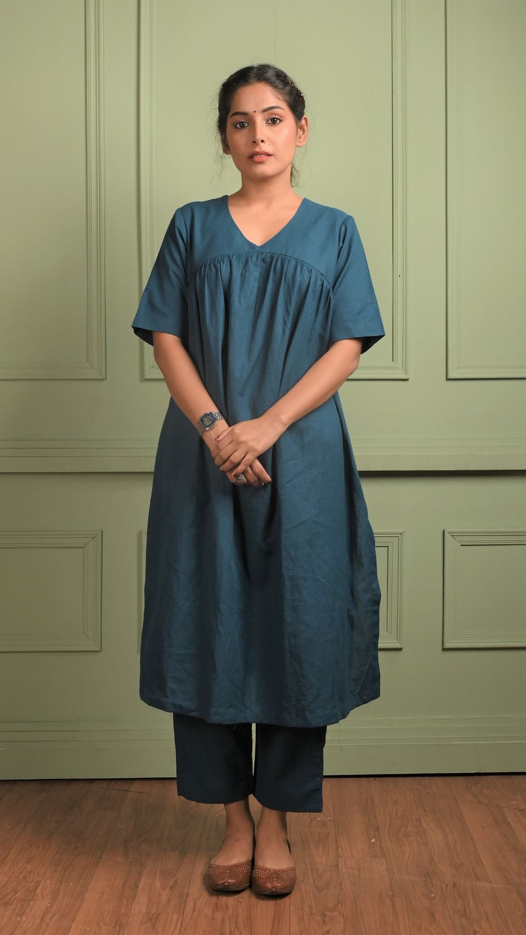 Mahi: Khadi Cotton Co-Ord Set Royal Blue