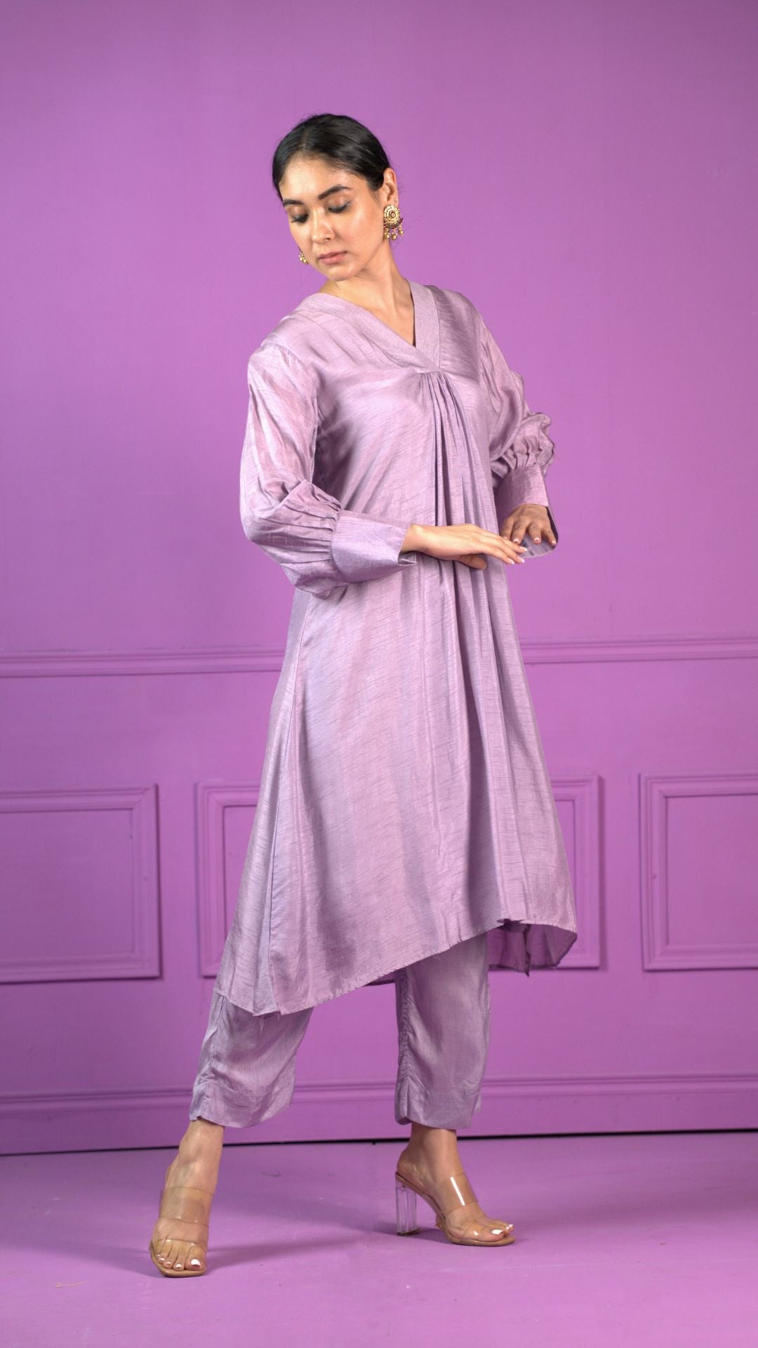 Shamail : Bamber Silk Co-Ord Set Lavender