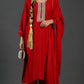 Benazir: Red Russian Silk Embroidery Kurta Pants and Dupatta (Set of 3)