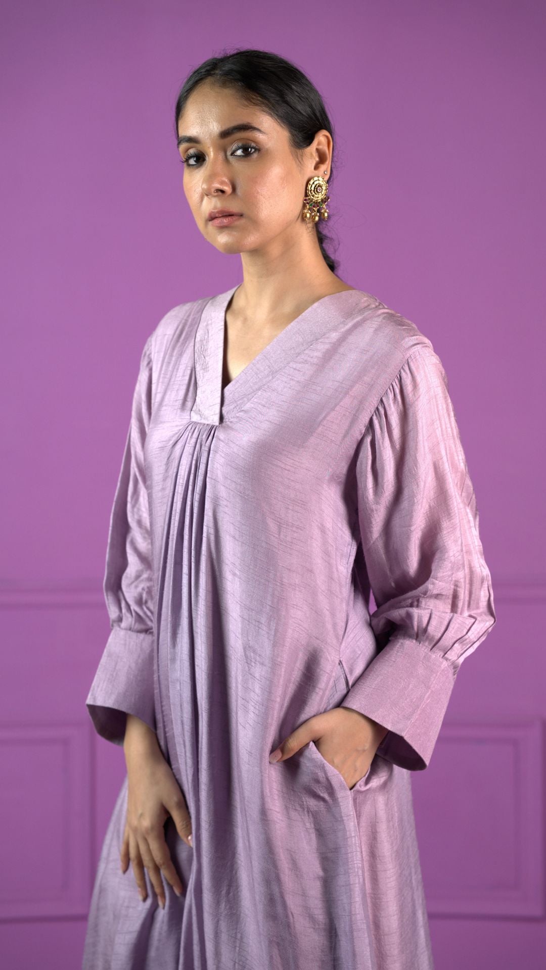 Shamail : Bamber Silk Co-Ord Set Lavender