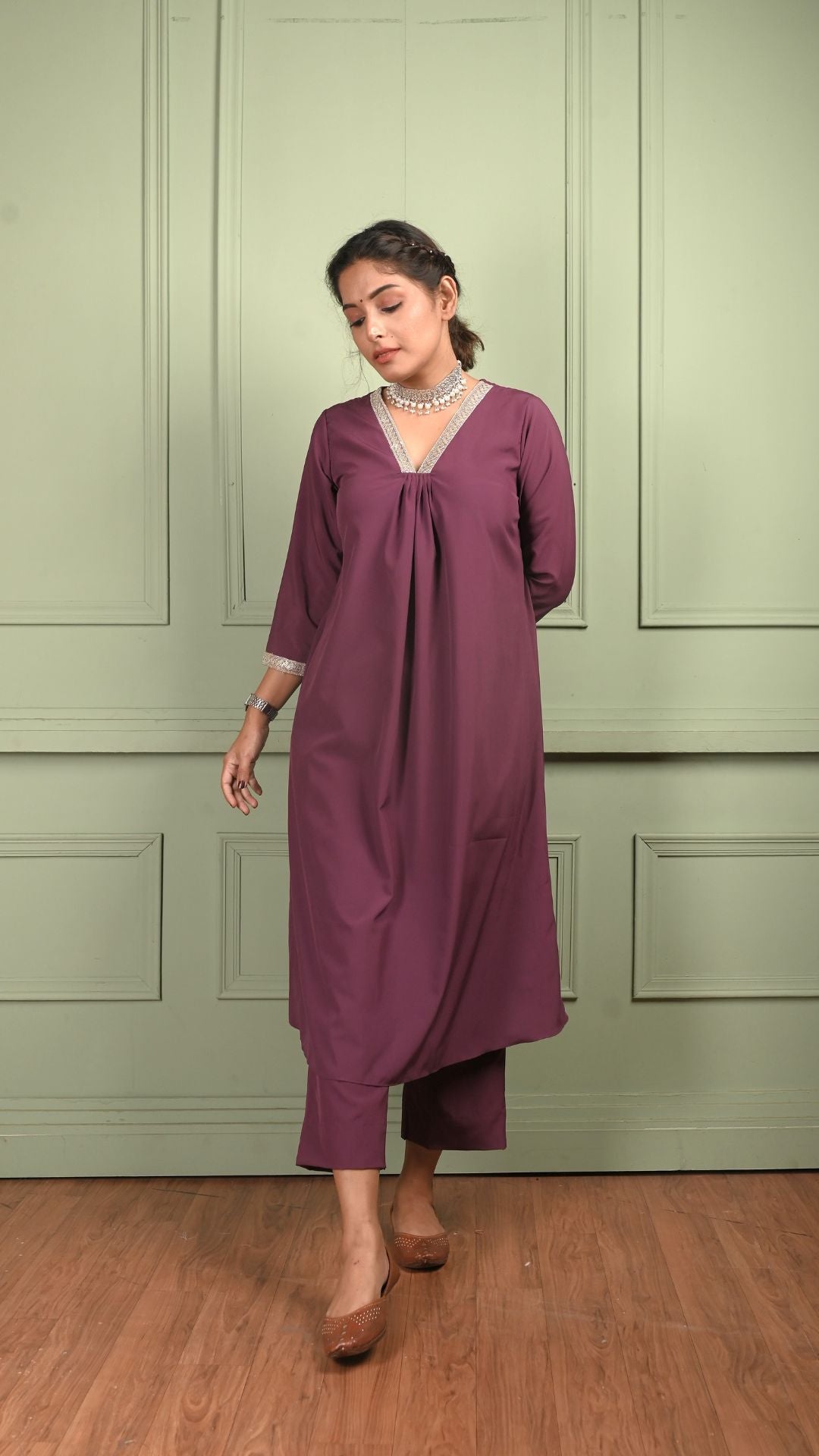 Shahina: Dior Silk Lace Co-Ord Set Purple