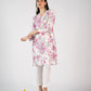 Afreen : Pink V Neck with Straight Cotton printed kurta with Pant.