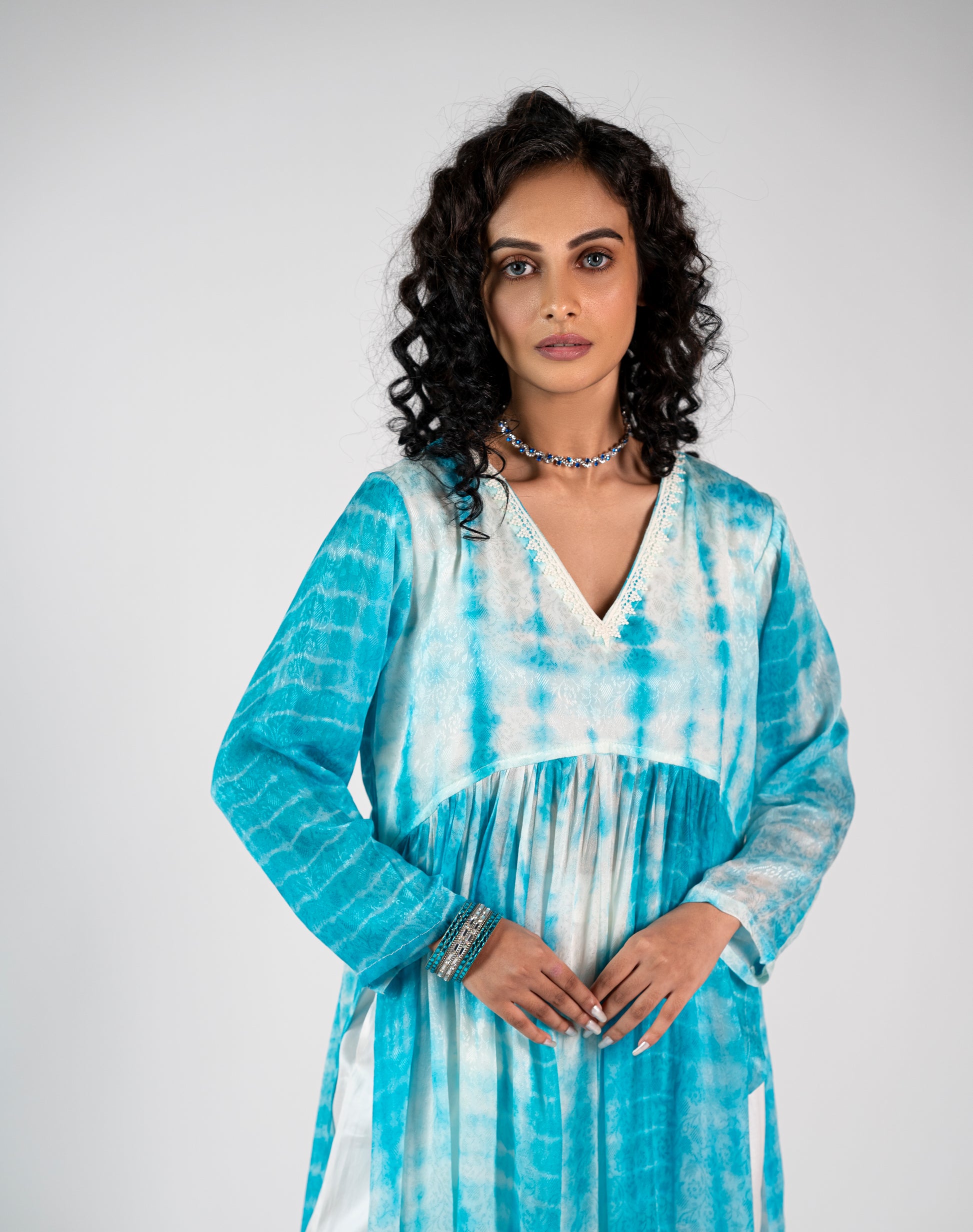 Heena: Nyra Cut Embossed Chiffon printed kurta with Pant Set – INDSIDE