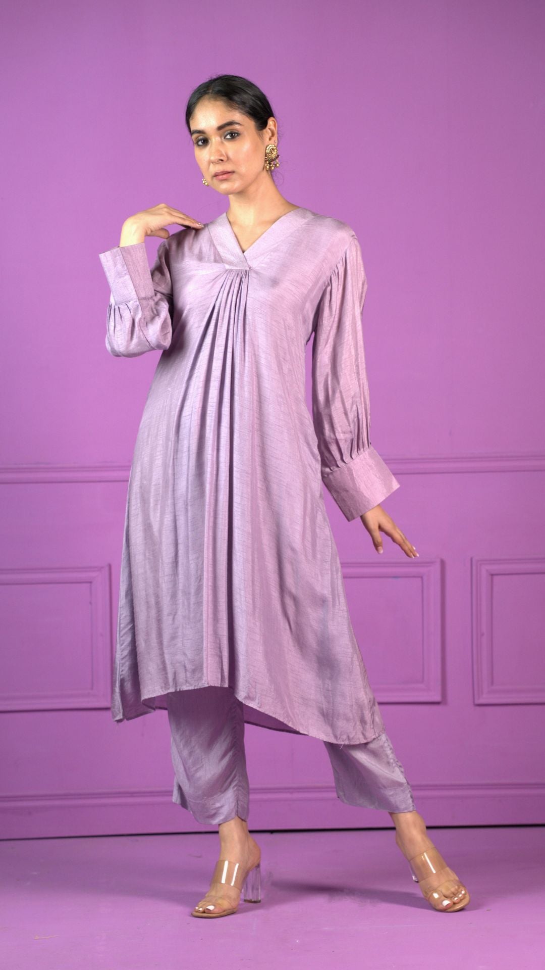 Shamail : Bamber Silk Co-Ord Set Lavender