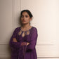 Nafisa: Purple Dola Neck Cutwork Kurta and Pants with Beautiful Net Dupatta (Set of 3) - INDSIDE