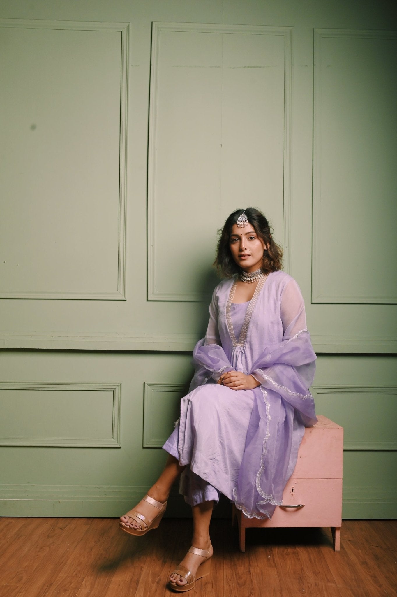 Lavender kota georgette dress by Athira Designs | The Secret Label